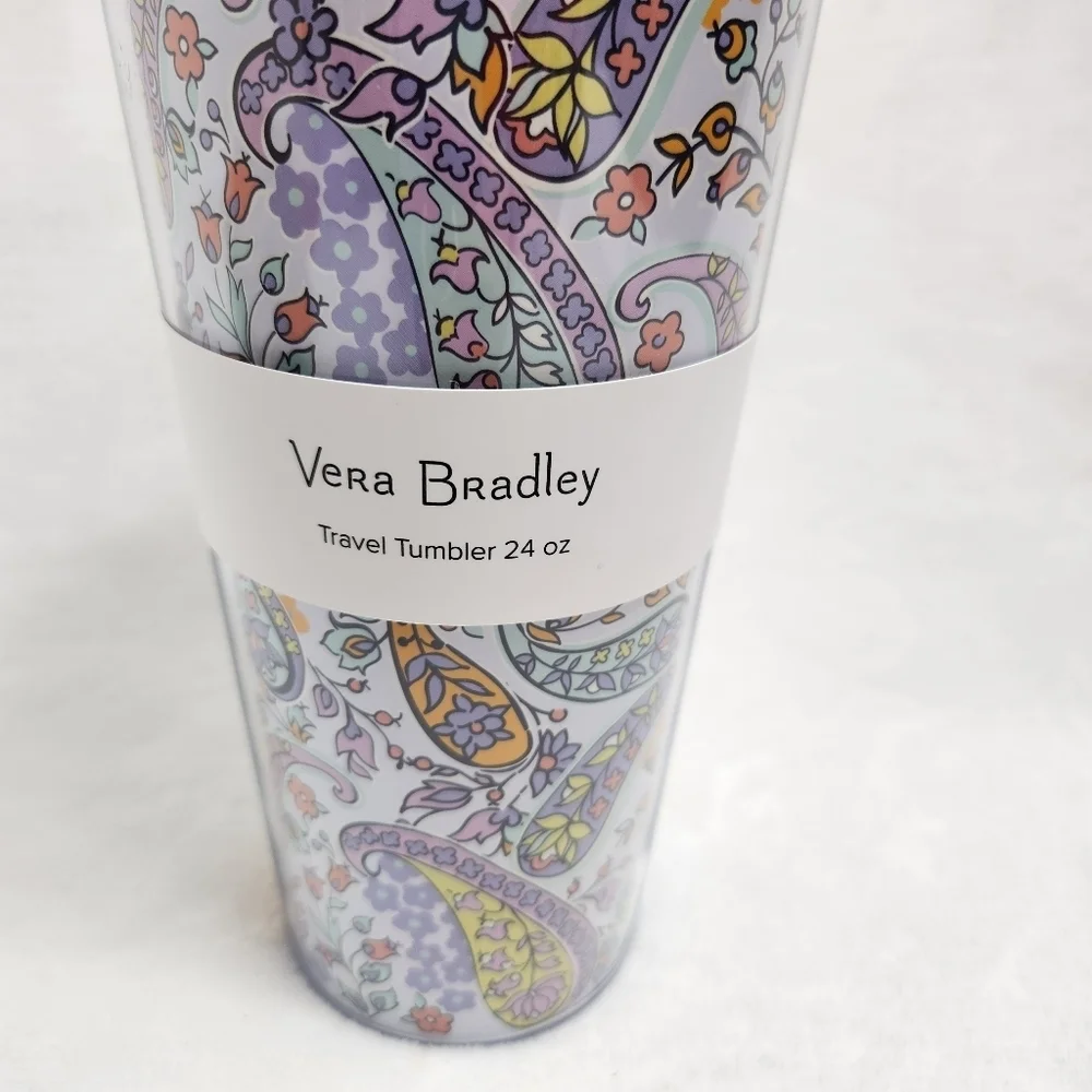 Vera Bradley Maddalena Paisley Soft Travel Tumbler 24 Oz Flexible Straw